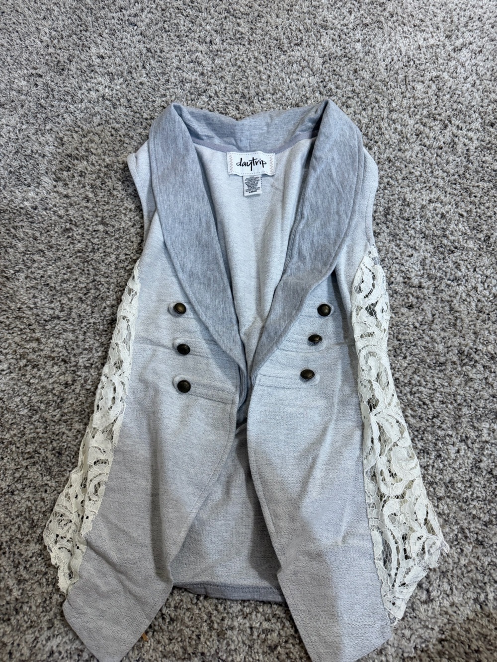 Daytrip Light Gray Open-Front Knit Cardigan